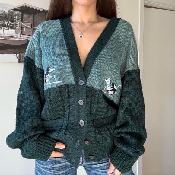 90s Cabincore oversized embroidered slouchy cardigan shacket by portocruz - Picture 1 of 8